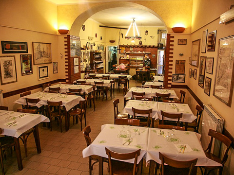 A dining room at Enoteca Corsi, Rome