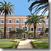 The palm-shaded garden of the Kolbe Hotel in Rome