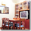 The breakfast lounge in the hotel Fenicia in Rome, Italy