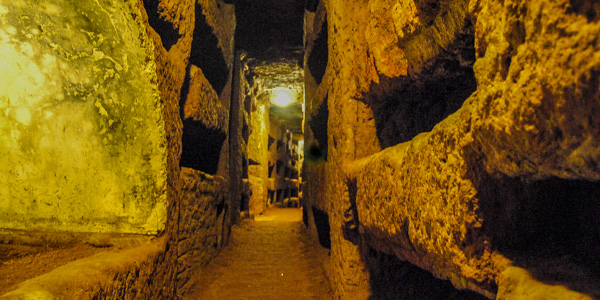 The Catacombs of St. Calixtus in Rome, Italy