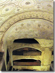 A stuccoed burial chamber in the Catacombs of San Sebastiano