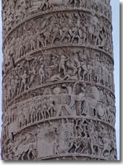 A close-up detail of the columns of Marcus Aurelius, Rome