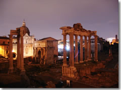 The Forum at night from the back of Piazza del Campidolgio