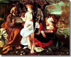 Caravaggio's "Il Riposo Durnate AL Fuga in Egitto" in the Museo Doria-Pamphilj, Rome