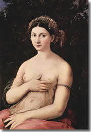 Raphael's La Fornarina (1518–19) in the Galleria Nazionale d'Arta Antica- Palazzo Barberini, Rome