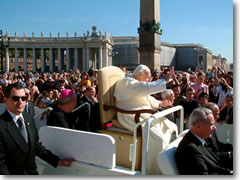 The former pope granting a papal audience.