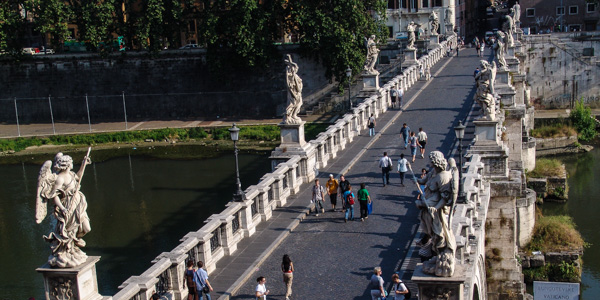 Rome's Ponte Sant'Angelo, lined by Bernini statues
