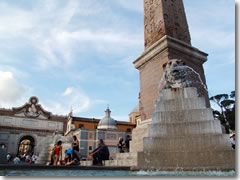Teh lion fountains on Piazza del Popolo