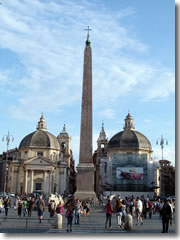 The obelisk and "twin" churches of Piazza del Popolo (looking south).