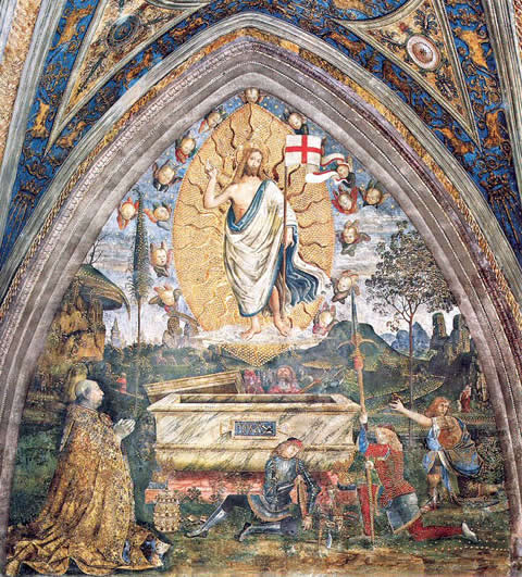 Resurrection (1494) by Pinturiccio in the Borgia Apartments of the Vatican