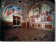 The Stanza della Segnatura in Rome's Vatican, frescoed by Raphael