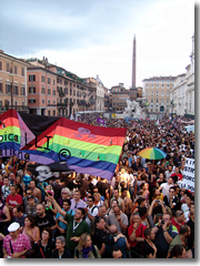 A gay rally in Piazza Navona