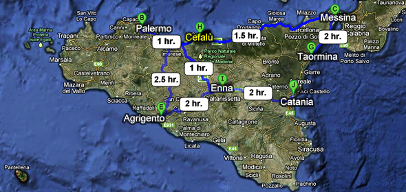 Travel times to get to Cefalu
