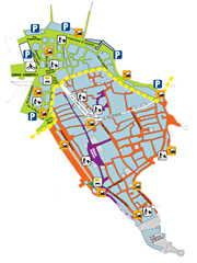 Siracusa's map of driving and parking on Ortigia, including the ZTL and ZSC