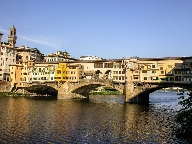 The medieval shop-lined Ponte Vecchio (Old Bridge) over the Arno River in Florence. (Photo by Reid Bramblett)