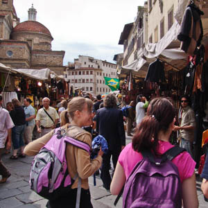 The San Lorenzo leather market in Florence