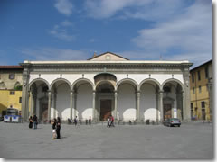 The facade and portico of the church of SS. Annunziata in Florence