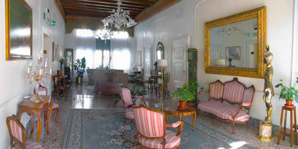 The lobby in the Hotel Pensione Accademia, Venice