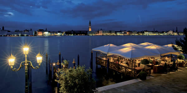 A restaurant at the Hotel Cipriani on Giudecca in Venice