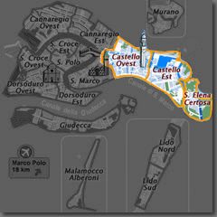 Map of Venice Hotels in Castello