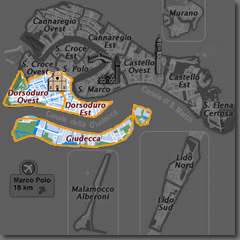 Map of Venice Hotels in Dorsoduro
