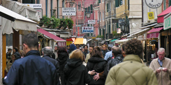 People walk everywhere in Venice, and main throughfares—like the Lista di Spagna here—can get quite congested.