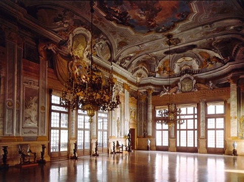 The ballroom in the Ca' Rezzonico in Venice.
