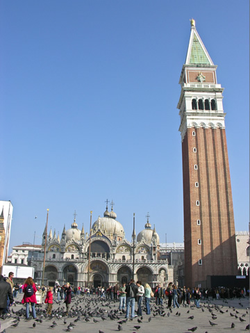 The campanile (bell tower) of St. Mark's in Venice.