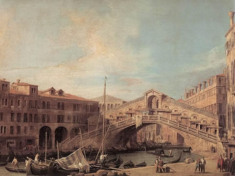 The Rialto Bridge in Venice in 1727
