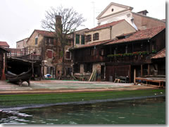 The squero di San Trovaso, one of teh last remaining gondola boat yards in Venice