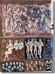 The 12th century mosaics depicting the Damned in Hell part of teh Last Judgment in teh Basilica of Santa Maria Assunta on Torcello.